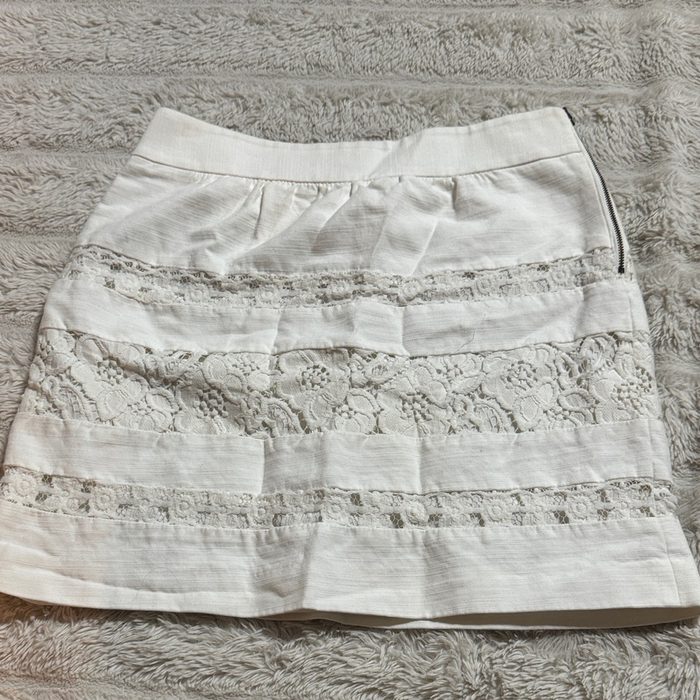 LOFT White Lace Mini Skirt